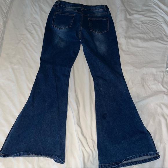 Women's Blue Flared Jeans - Picture 6 of 7